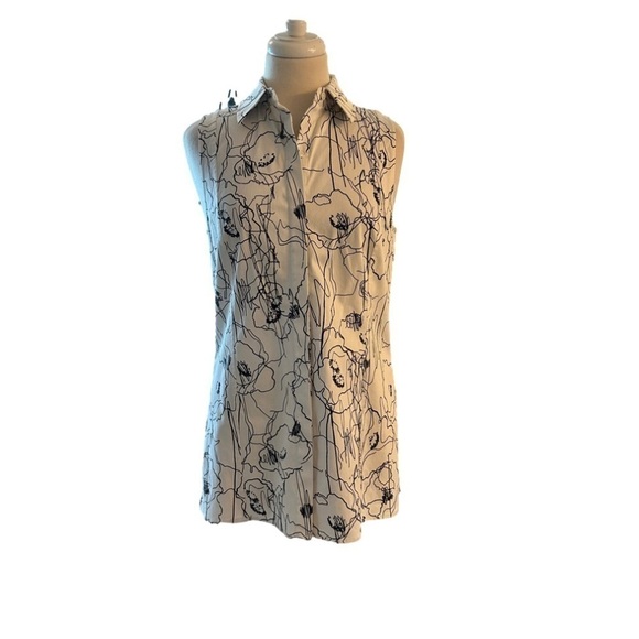 JASON Wu White & Black Button Down Sleeveless Top Size 6 - Picture 1 of 5